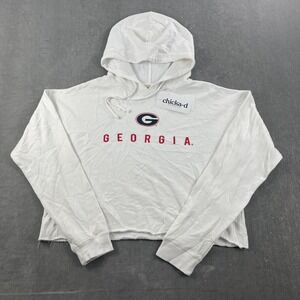 Georgia Bulldogs chicka-d Womens XL White Cropped Hoodie Raw Hem NCAA